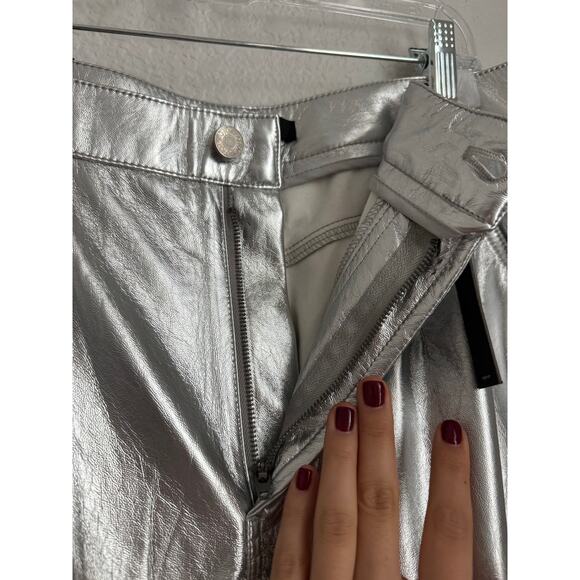 AFRM Faux Leather Wynn Cargo Pants in Silver Metallic - Picture 4 of 13